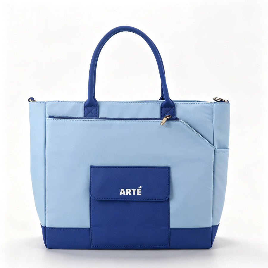 The Signature Bag in Sky, Cobalt trim